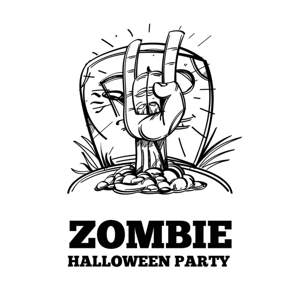 Zombie Hand Isoliert Auf Weißem Hintergrund — Stockvektor
