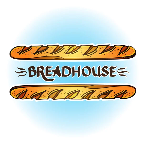 Logo Für Brotladen Mit Zwei Baguettes Farbige Vektorabbildung Isoliert Auf — Stockvektor