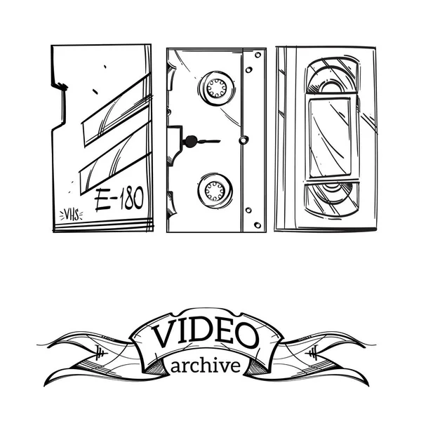 Szerkezeti Retro Video Kazetta Elszigetelt Fehér Background — Stock Vector