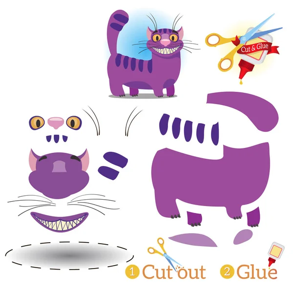 Juego Para Niños Cortar Pegar Gato Cheshire — Vector de stock