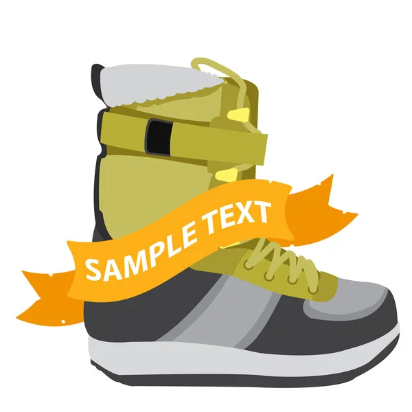 Ski Boot Vector Illustration Isolated White Background Place Text — Stock Vector