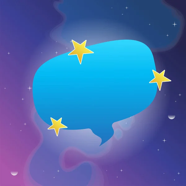 Blue Speech Bubble Stars Vector Illustration Blue Violet Cosmic Background — Stock Vector