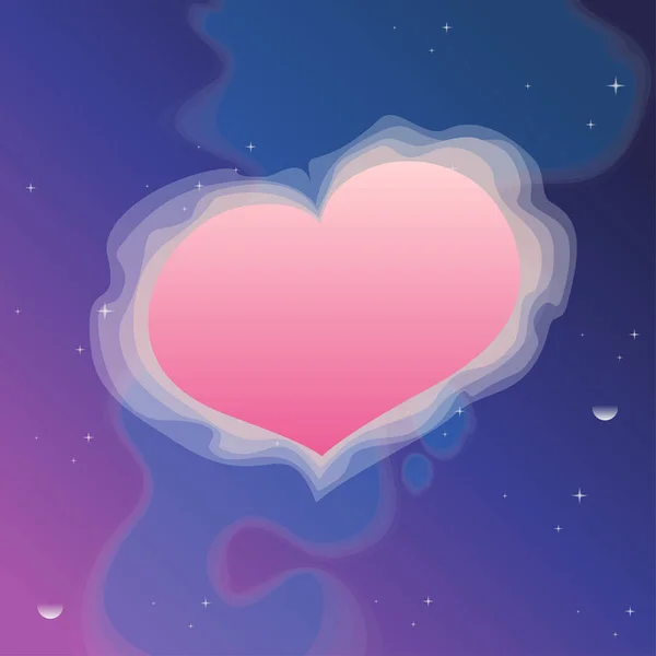 Hermoso Corazón Rosa Con Encaje Ilustración Vectorial Sobre Fondo Cósmico — Archivo Imágenes Vectoriales