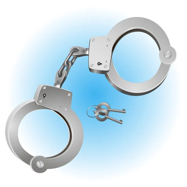 Metal Handcuffs Detaining Criminals Vector Illustration White Background — Stock Vector