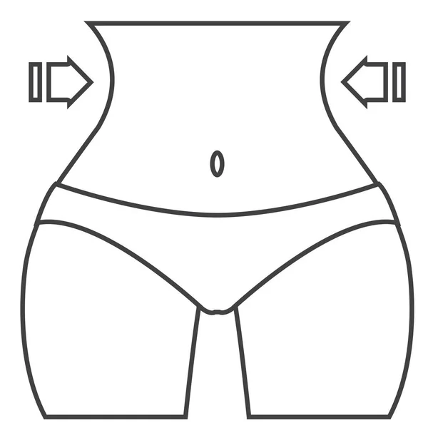白い背景に分離された彼女の体重減少を示す女性のベクトル モノクロ シルエット — ストックベクタ
