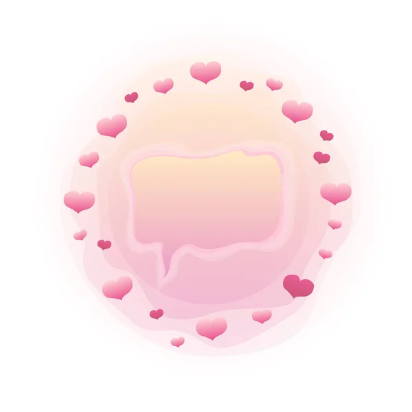 ピンクの心と吹き出し 白い背景で隔離のベクトル図 — ストックベクタ