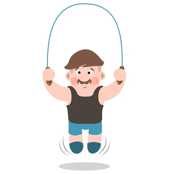 Homem Desporto Saltar Corda Ilustração Vetorial — Vetor de Stock
