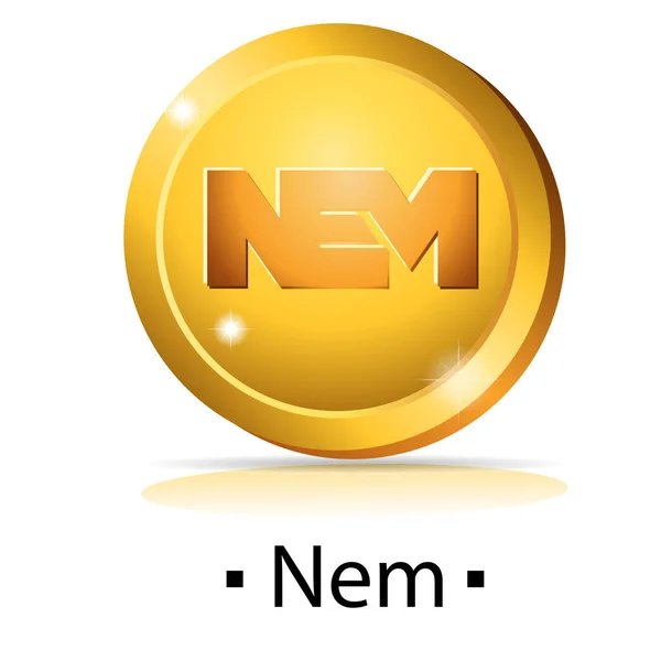 Nem Gold Coin Cryptocurrency Logo Vector Illustration Isolated White Background — Stock Vector