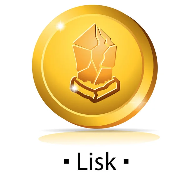 Lisk Moeda Ouro Com Logotipo Criptomoeda Ilustração Vetorial Isolada Sobre —  Vetores de Stock