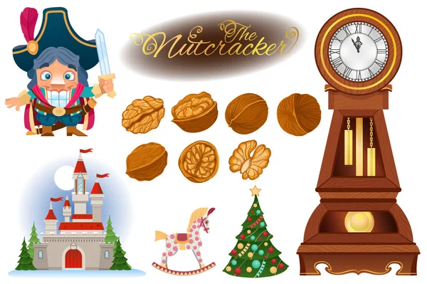 Nutcracker Set Vector Illustrations Christmas New Year Design — Stock Vector