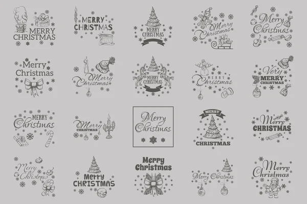 Merry Christmas Set Typographic Elements Greeting Cards Invitations Other Items — Stock Vector