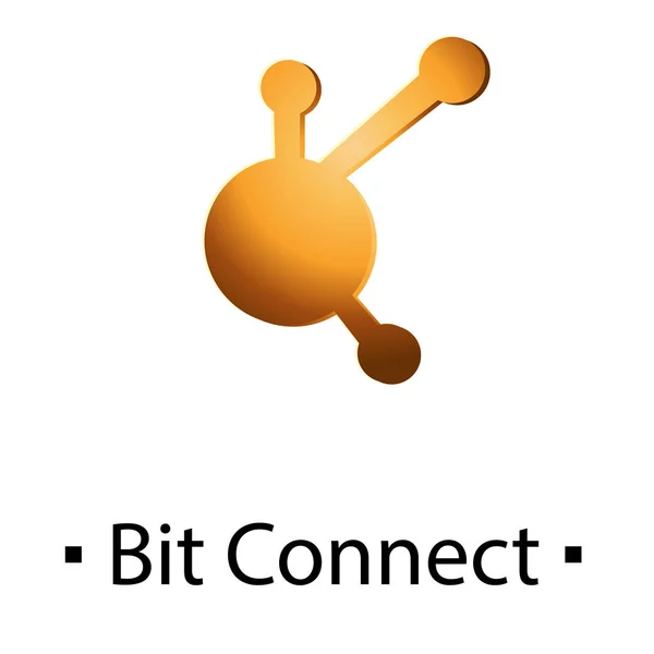Золотой Значок Bit Connect Cryptocurrency Векторная Иллюстрация Белом Фоне — стоковый вектор