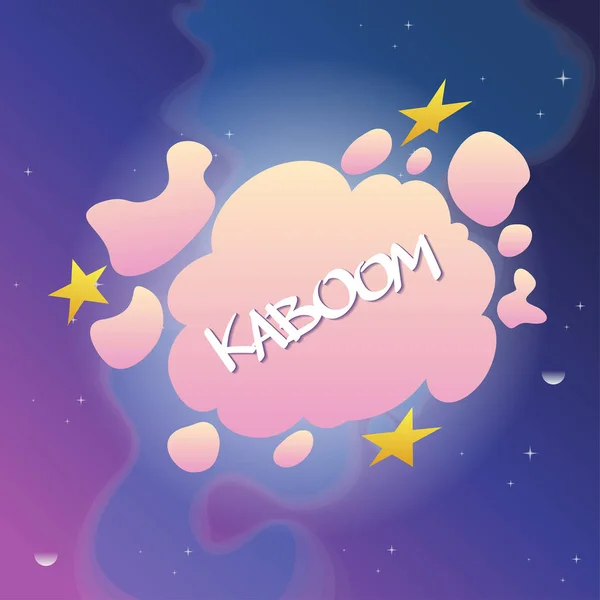 Speech Bubble Inscription Kaboom Vector Illustration Blue Violet Cosmic Background — Stock Vector