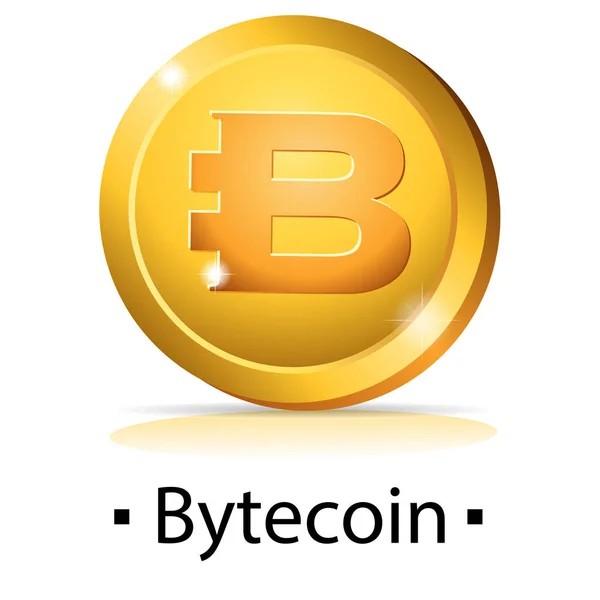 Bytecoin Złota Moneta Logo Kryptowaluta Wektor Ilustracja Białym Tle — Wektor stockowy