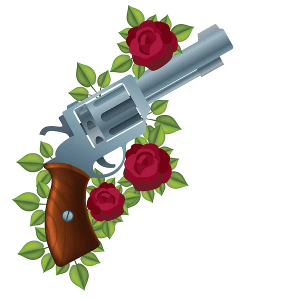 Revolver Roses Illustration Vectorielle Isolée Sur Fond Blanc — Image vectorielle