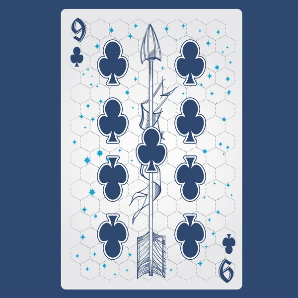 Nove Paus Jogando Cartão Com Design Original Sobre Tema Espaço — Vetor de Stock