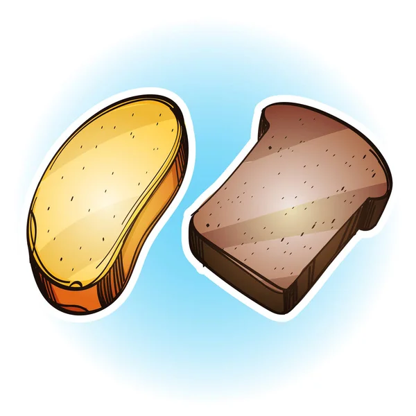 Pedaço Centeio Pão Fatiado Com Trigo Vetor Colorido Ilustração Isolada — Vetor de Stock
