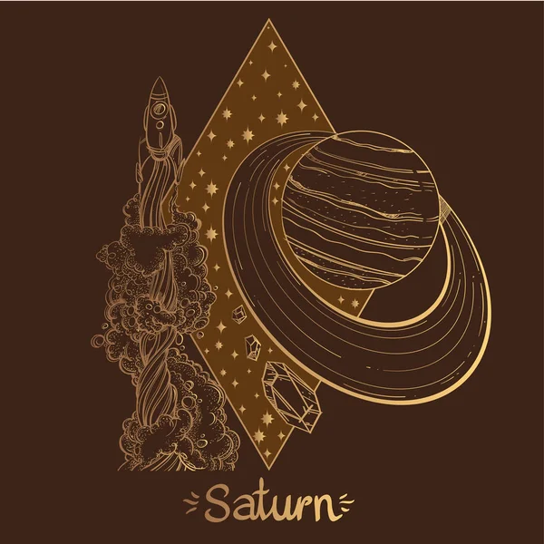 Paisagem Saturno Forma Losango — Vetor de Stock