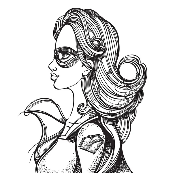 Žena Kostýmu Superhrdiny Bílém Pozadí — Stockový vektor