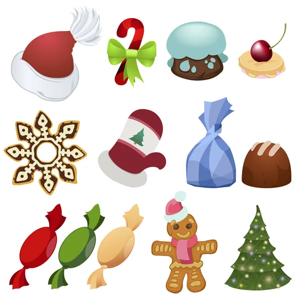 Conjunto Artículos Para Juegos Sobre Tema Año Nuevo Navidad — Vector de stock