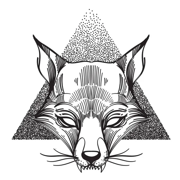 狐狸标志 图腾轮廓画在白色背景 T恤设计 — 图库矢量图片