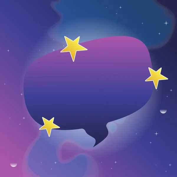 Bolla Vocale Con Stelle Illustrazione Vettoriale Sfondo Cosmico Blu Viola — Vettoriale Stock