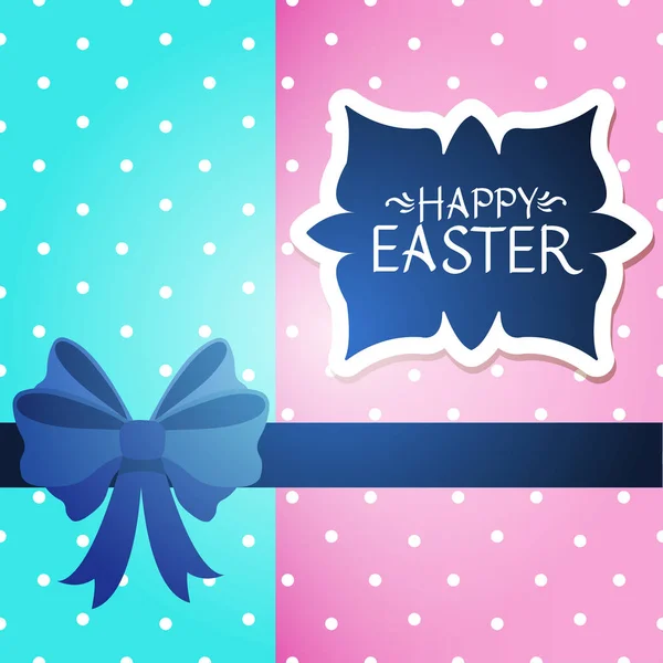 Happy Easter Greeting Card Square Polka Dot Congratulatory Banner Blue — Stock Vector