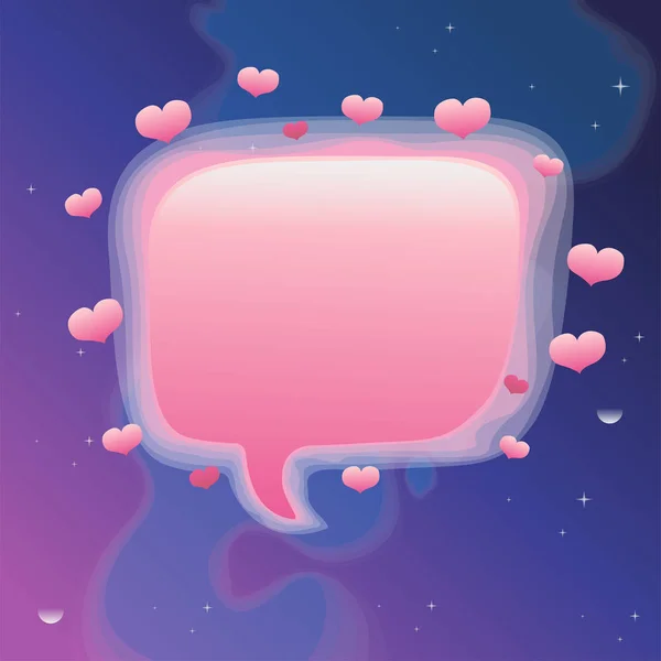 Розовый Речевой Пузырь Сердцем Векторная Иллюстрация Сине Фиолетовом Космическом Фоне — стоковый вектор