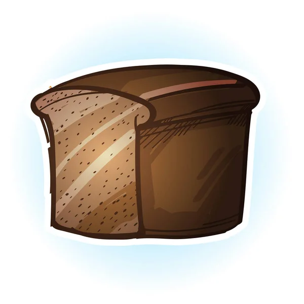 一条黑麦面包切片 在白色背景上隔离的彩色矢量插图 — 图库矢量图片