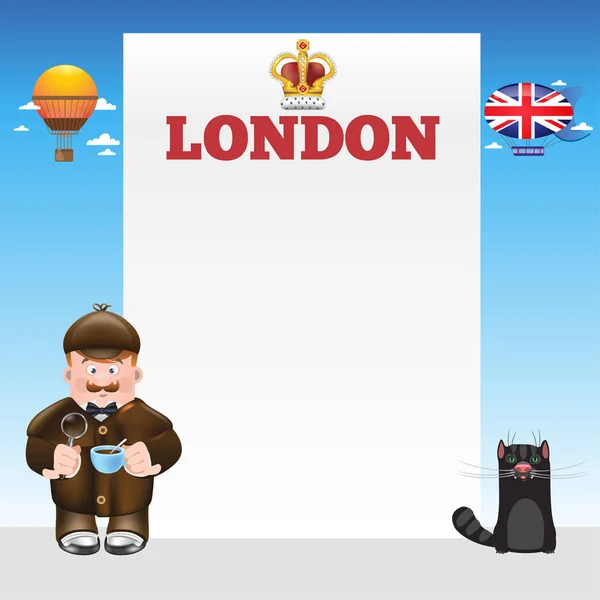 London Sherlock Holmes Template Design Tourist Posters Brochures Other Items — Stock Vector