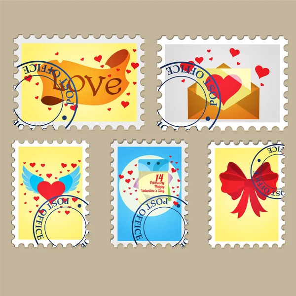 Set Illustrations Imitation Stamps Theme Love Gifts — Stock Vector