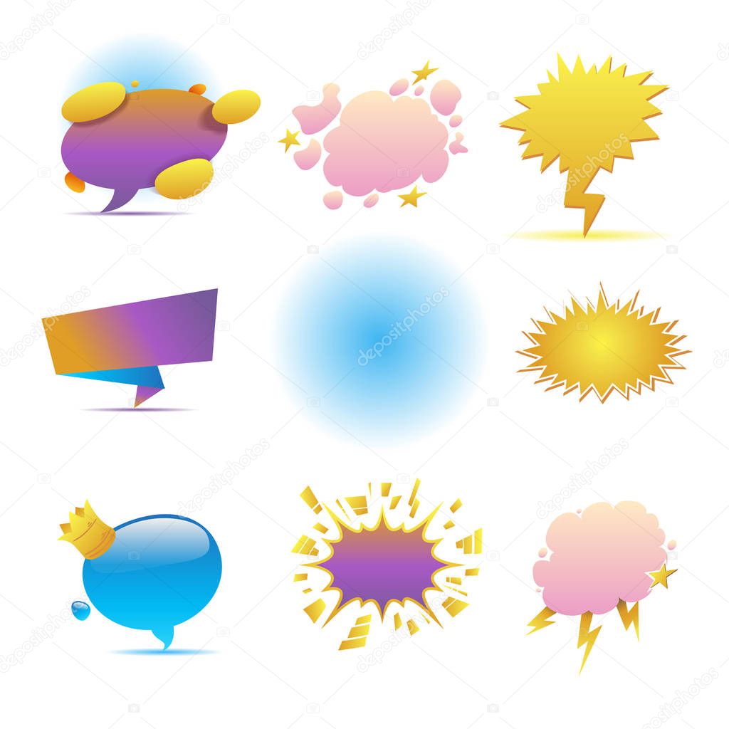 Set of different speech bubbles isolated on white background.