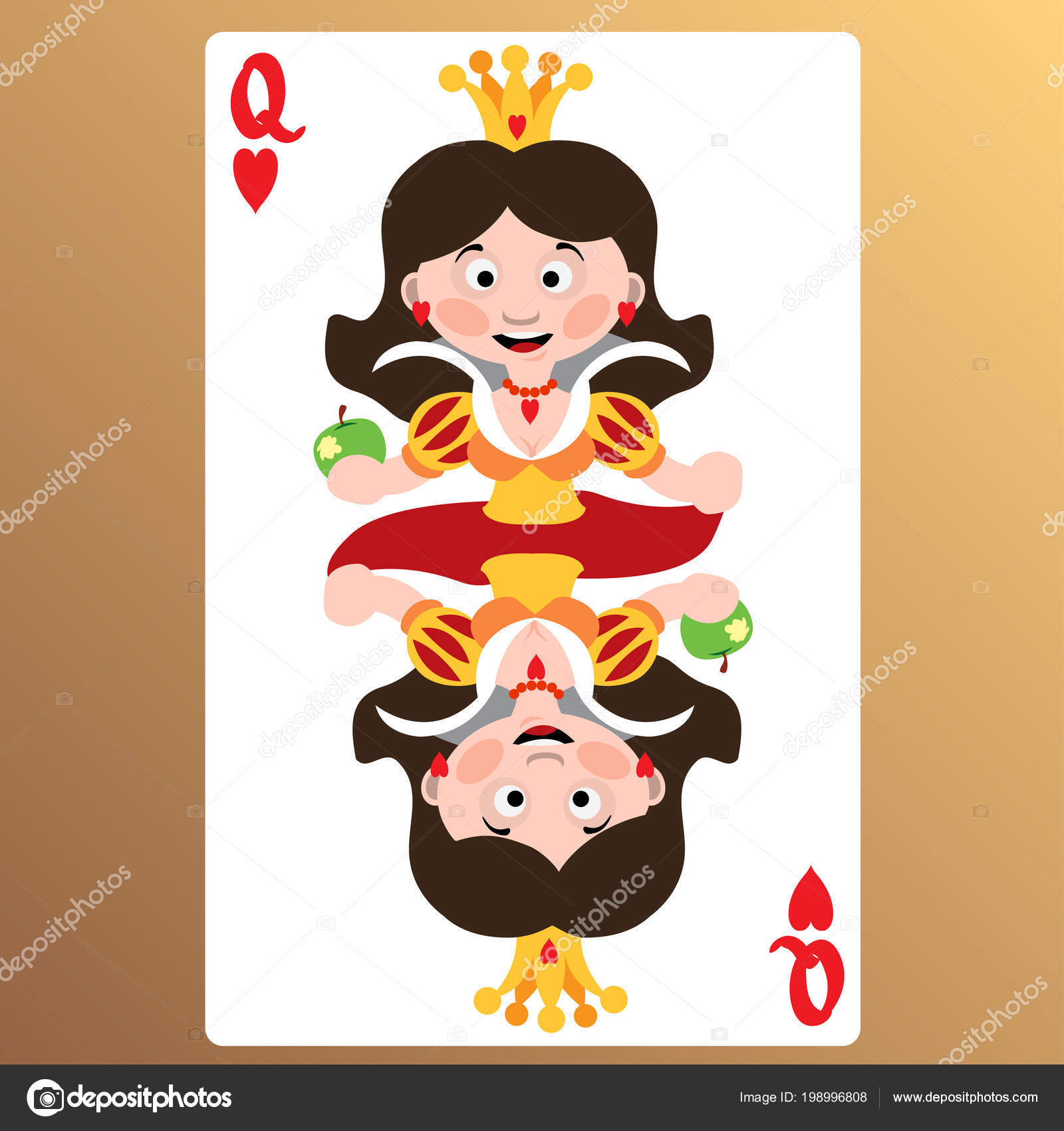 Queen Heart Playing Cards Cartoon Cute Character Stock Vector Image by  ©filkusto #198996808