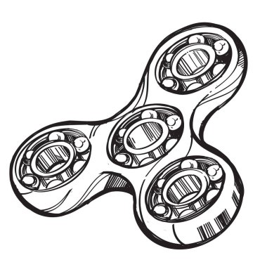 Hand drawn monochrome Spinner sketch for tattoo clipart