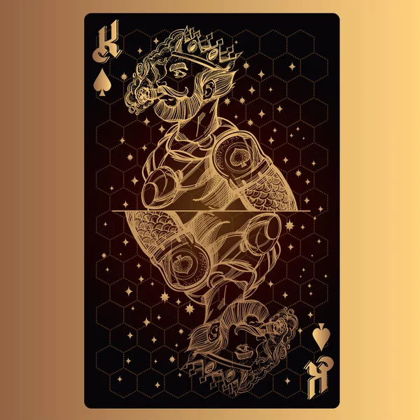 Rei Espadas Cartão Jogo Com Design Original Sobre Tema Espaço —  Vetores de Stock