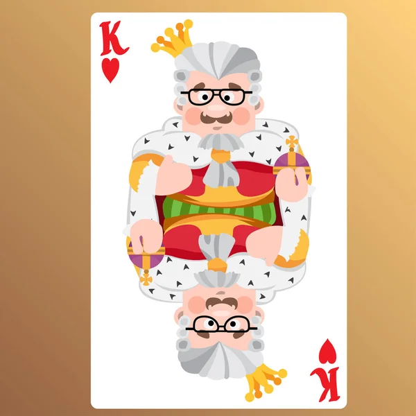 Personagem Desenhos Animados Para Jogar Cartas Rei Coração —  Vetores de Stock