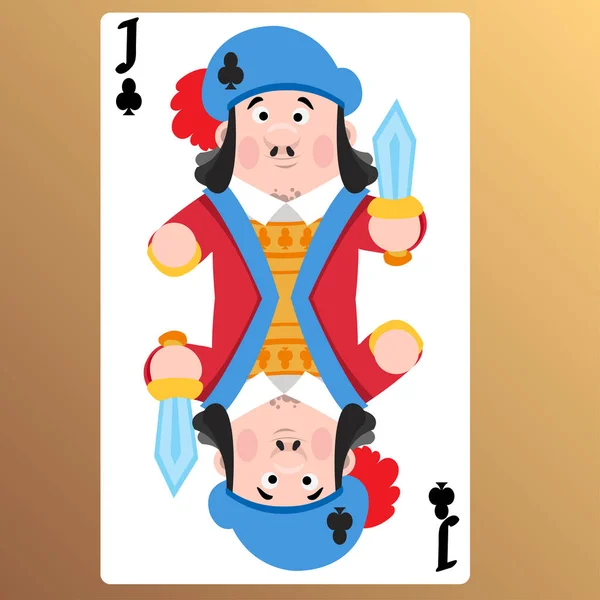 Jack Clubes Playing Card Com Design Original — Vetor de Stock