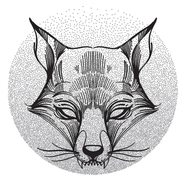 Fuchs Logo Totem Konturzeichnung Für Shirt Design Auf Weißem Hintergrund — Stockvektor