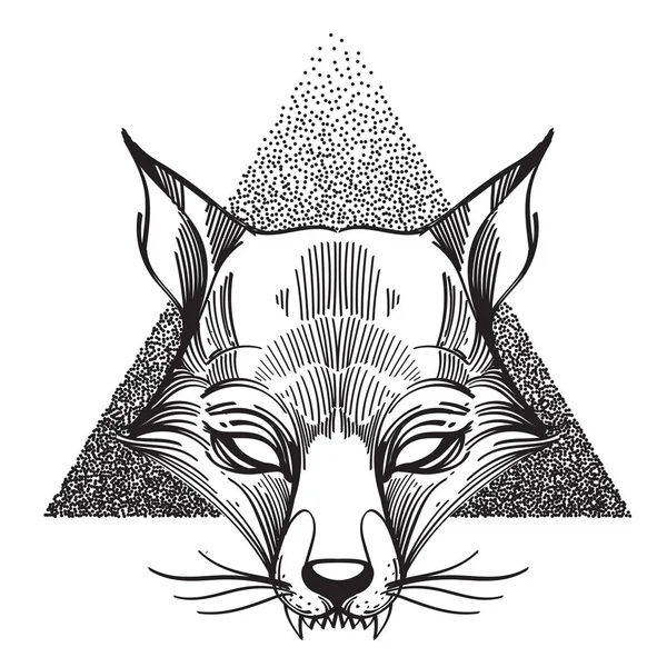 Logo Fox Dibujo Contorno Tótem Para Diseño Camisetas Sobre Fondo — Archivo Imágenes Vectoriales