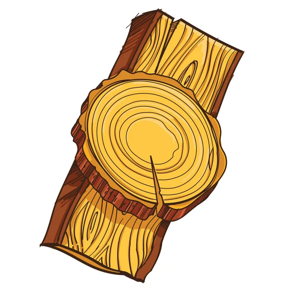 Stuk Hout Geïsoleerd Witte Achtergrond — Stockvector