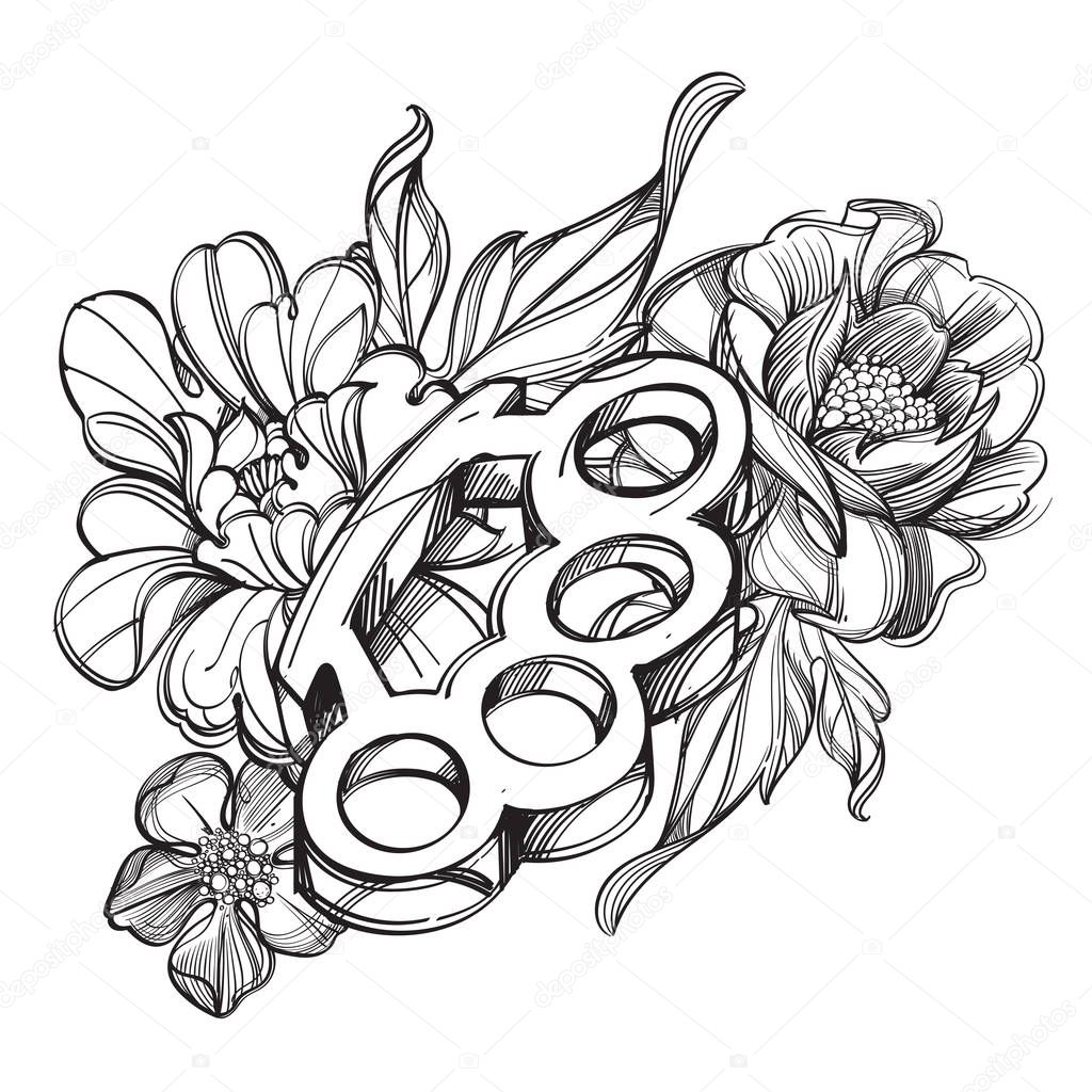 Brass Knuckle Contour Drawing For Coloring Or Tattooing Premium Vector In Adobe Illustrator Ai Ai Format Encapsulated Postscript Eps Eps Format You can wear them on your hands by just drawing your fingers in the four holes. brass knuckle contour drawing for