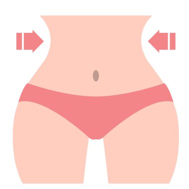 Beyaz arka plan üzerinde izole kilo kaybı kadın gövdeli