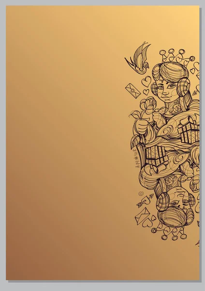Королева Шаблон Сказочными Персонажами Создания Плакатов Обложек Брошюр Коричневом Фоне — стоковый вектор