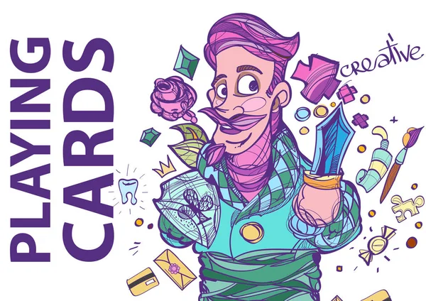 Kreslené Znaky Pro Hrací Karty Jack Klubů — Stockový vektor