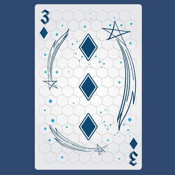 Três Diamantes Cartão Jogar Com Design Original — Vetor de Stock