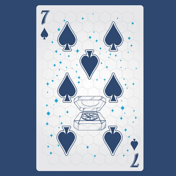 Sete Espadas Playing Card Com Design Original — Vetor de Stock
