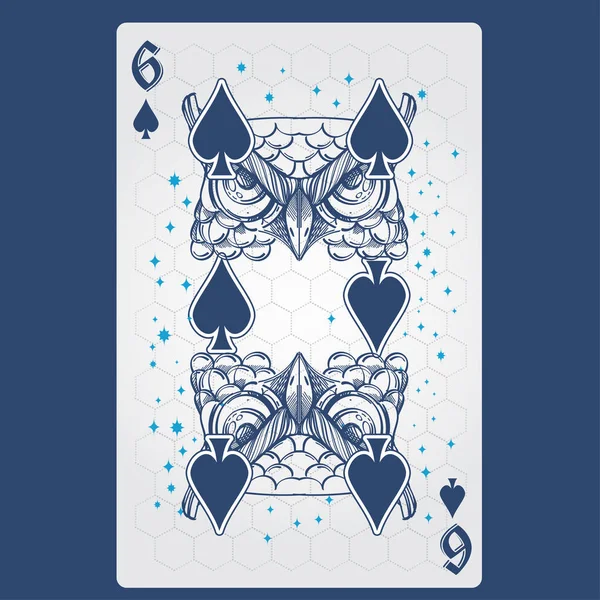 Έξι Μπαστούνι Playing Card Πρωτότυπο Σχεδιασμό — Διανυσματικό Αρχείο