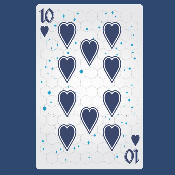 Dez Copas Playing Card Com Design Original — Vetor de Stock