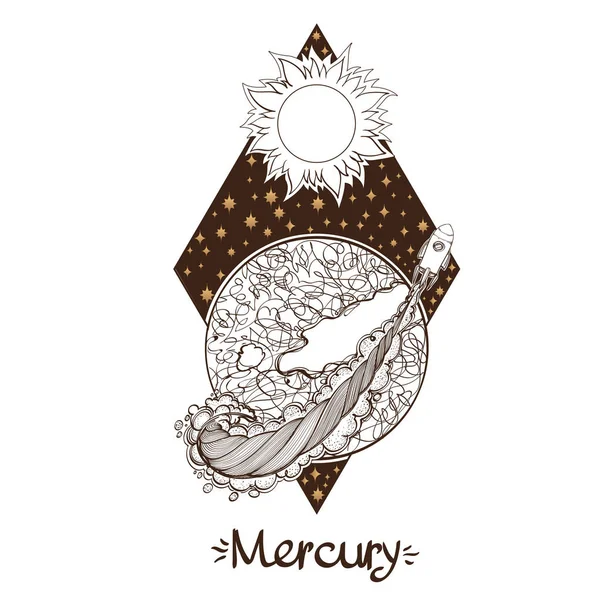 Пейзаж Планеты Меркурий Белом Фоне — стоковый вектор