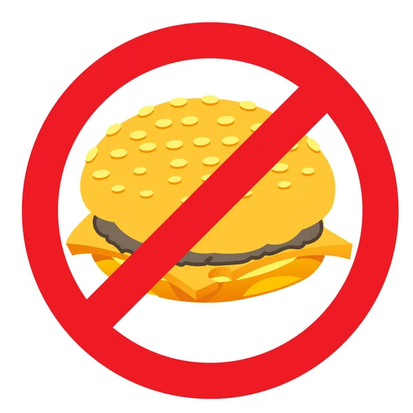Hambúrguer Proibido Isolado Fundo Branco — Vetor de Stock